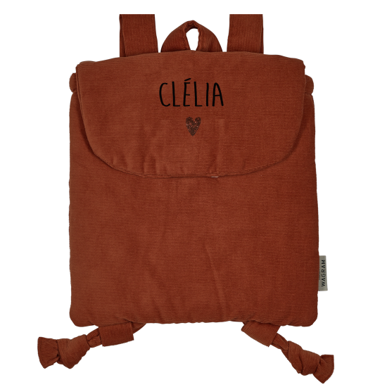 Sac à dos personnalisé en velours côtelé brique