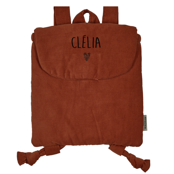 Sac à dos personnalisé en velours côtelé brique