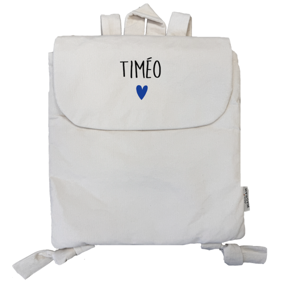 sac à dos velours ecru personnalisé