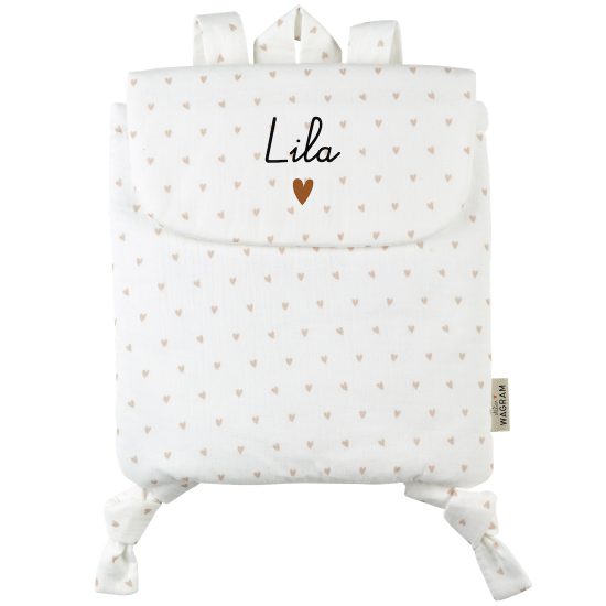 sac à dos gaze de coton coeur personnalisé