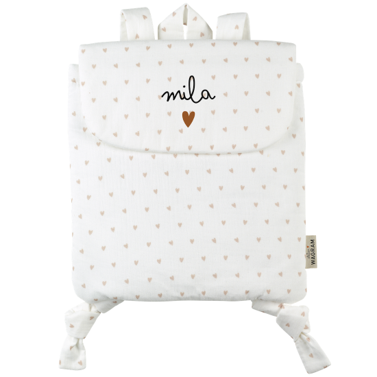 sac à dos gaze de coton coeur personnalisé
