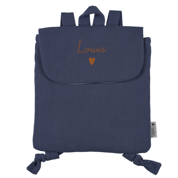 sac à dos gaze bleu jean personnalisé gaze de coton