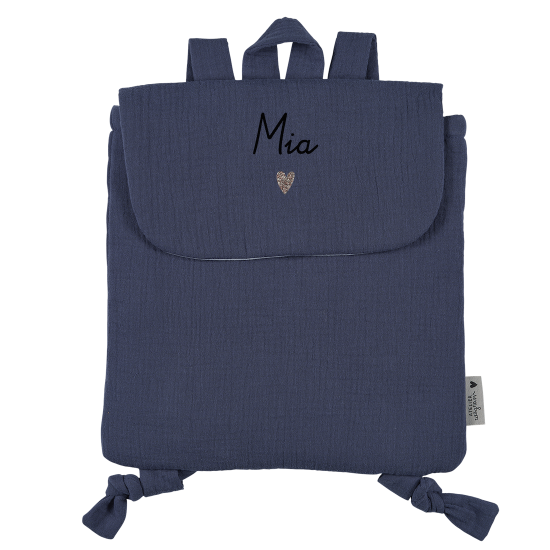 sac à dos gaze bleu jean personnalisé gaze de coton