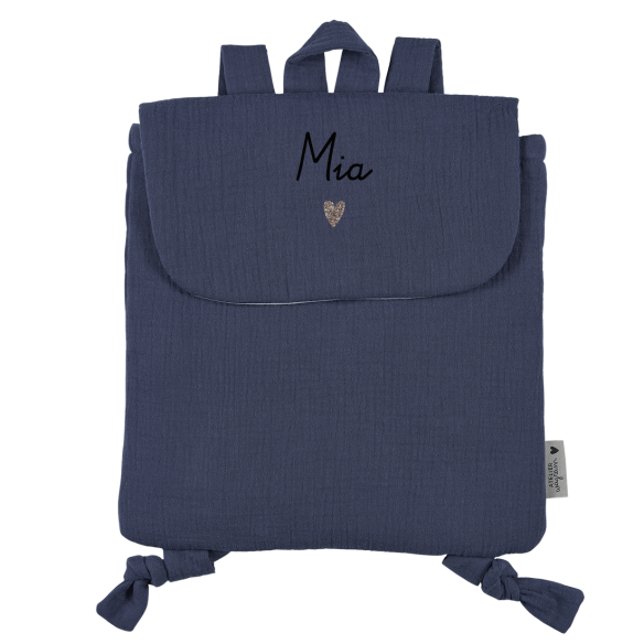 sac à dos gaze bleu jean personnalisé gaze de coton