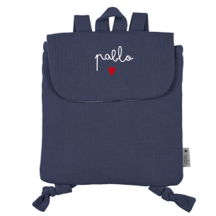 sac à dos gaze bleu jean personnalisé gaze de coton