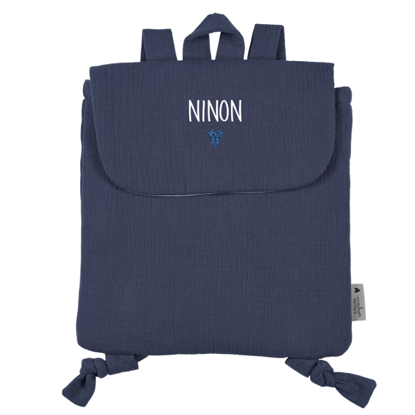 sac à dos gaze bleu jean personnalisé gaze de coton