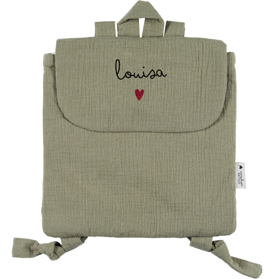 sac à dos gaze vert olive personnalisé gaze de coton