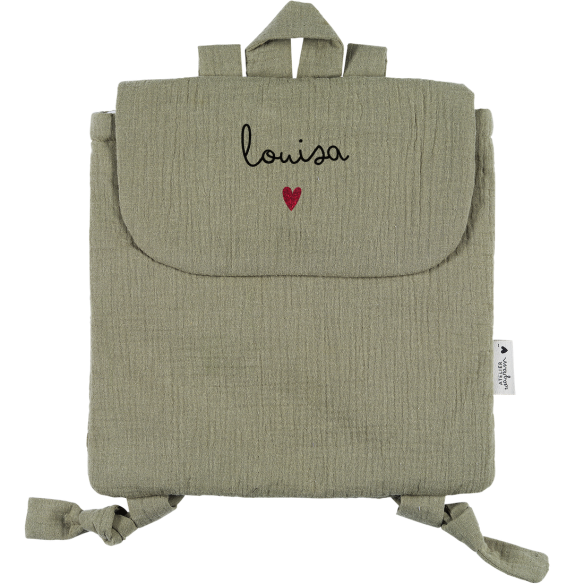 sac à dos gaze vert olive personnalisé gaze de coton