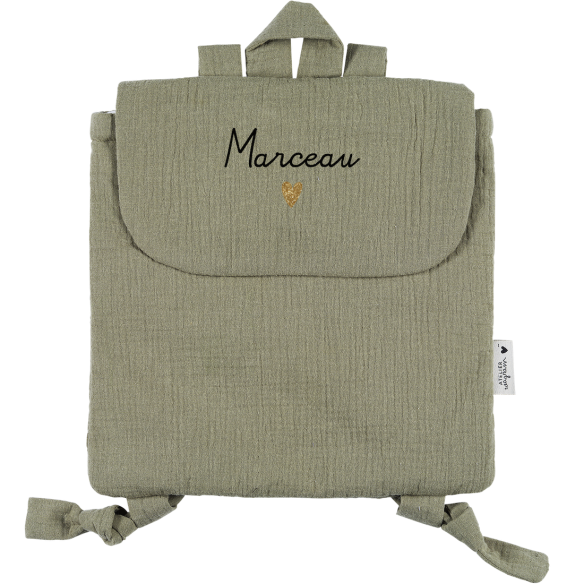 sac à dos gaze vert olive personnalisé gaze de coton