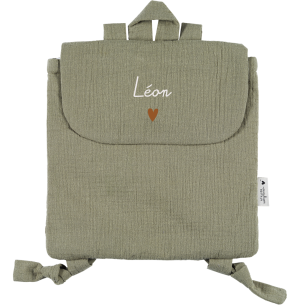 sac à dos gaze vert olive personnalisé gaze de coton