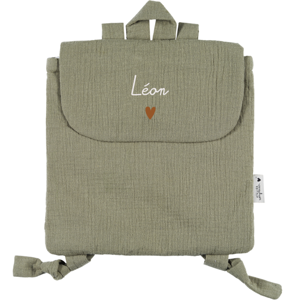 sac à dos gaze vert olive personnalisé gaze de coton