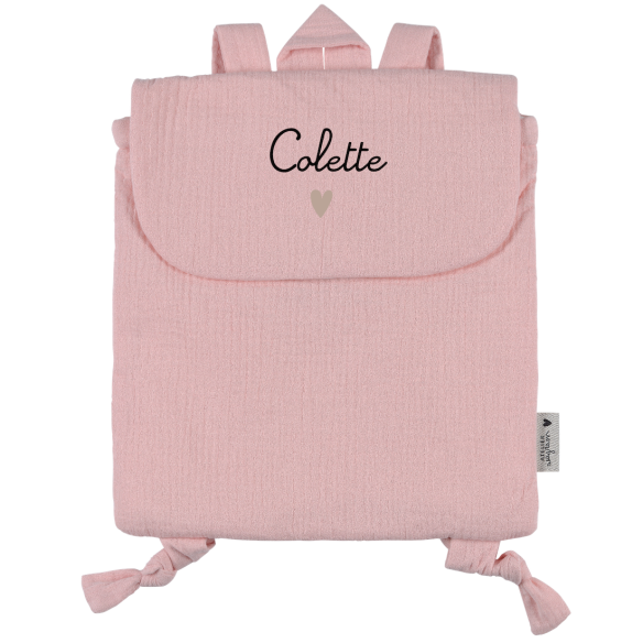 sac à dos gaze rose personnalisé gaze de coton
