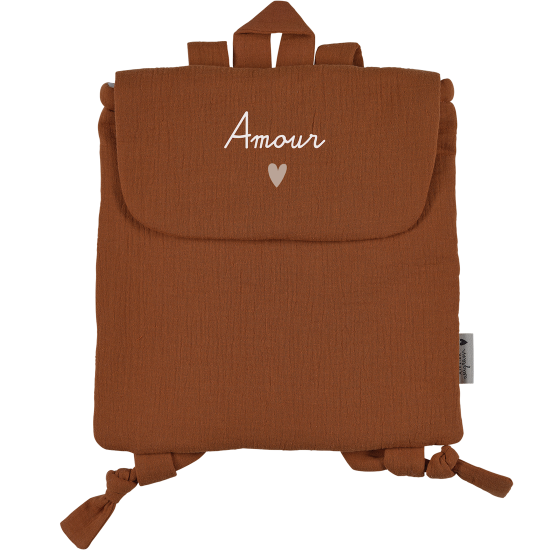 sac à dos pour enfant en gaze de coton caramel personnalisé