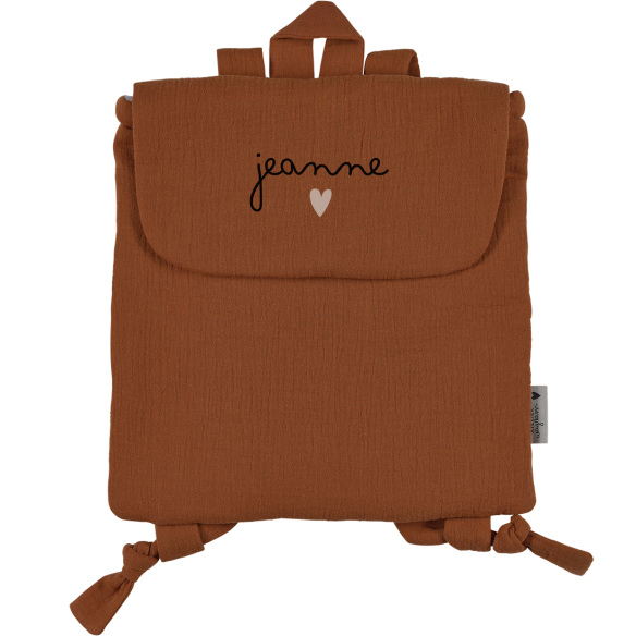 sac à dos pour enfant en gaze de coton caramel personnalisé