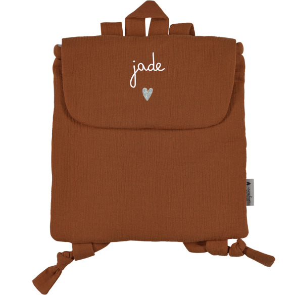 sac à dos pour enfant en gaze de coton caramel personnalisé