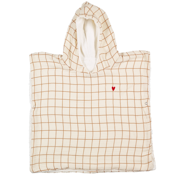 poncho gaze de coton grands carreaux