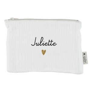 trousse plate en gaze de coton ecru