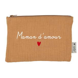 trousse plate en gaze de coton camel