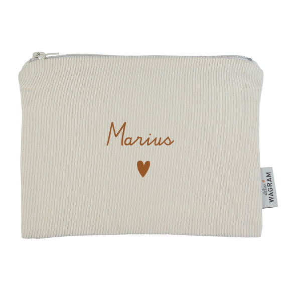 trousse plate en velours côtelé écru