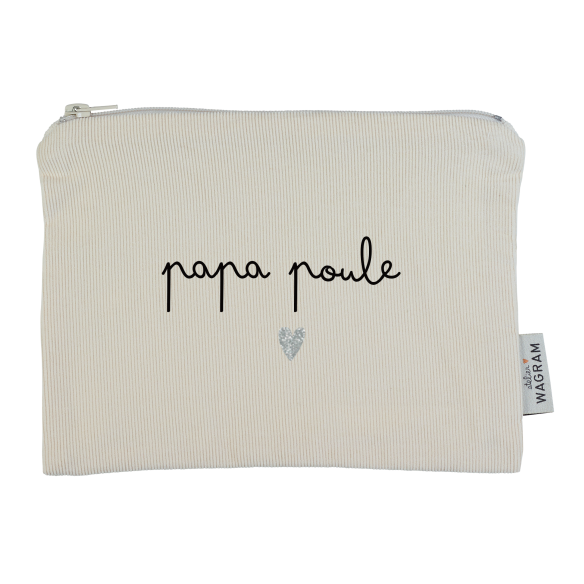 trousse plate en velours côtelé écru