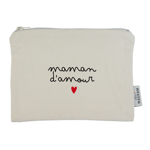 trousse plate en velours côtelé écru