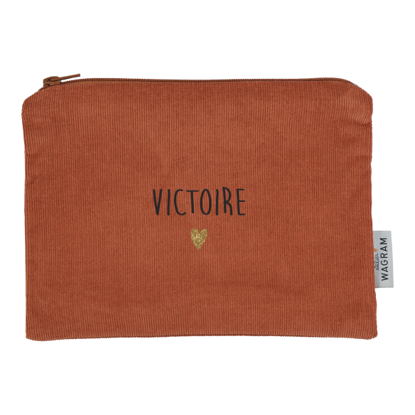 trousse plate en velours côtelé brique