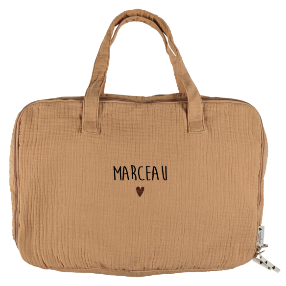 mini valise en gaze de coton camel - sac week end