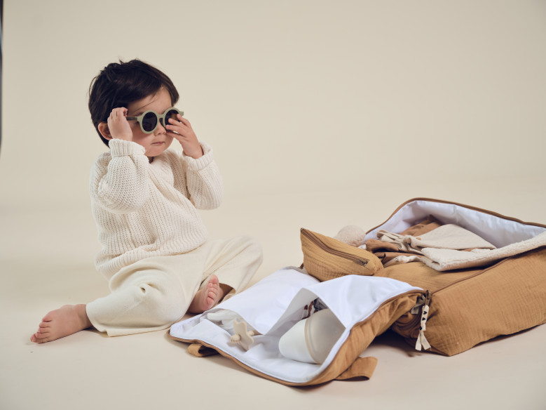 mini valise en gaze de coton camel - sac week end