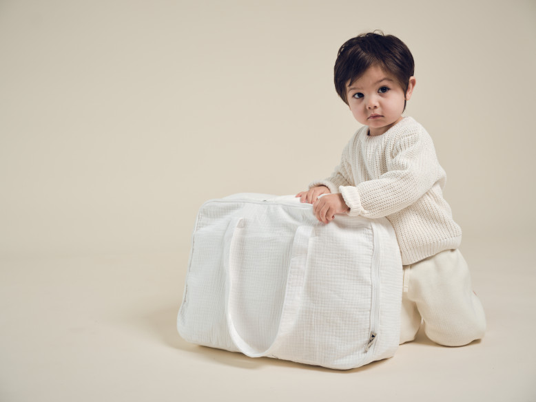 mini valise en gaze de coton ecru - sac week end