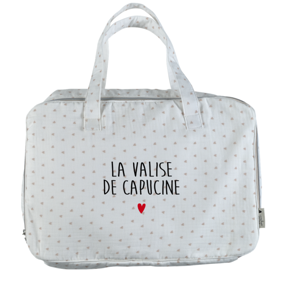 mini valise en gaze de coton coeurs - sac week end