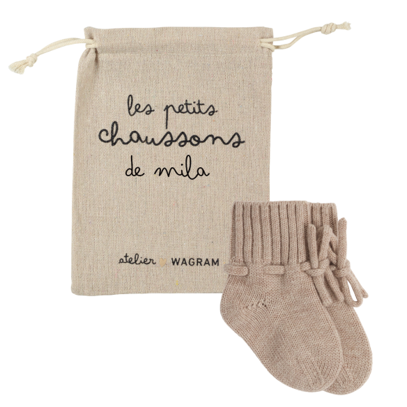 chaussons en laine mérinos bébé naissance beige
