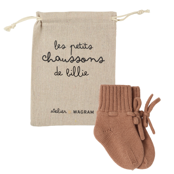 chaussons en laine mérinos bébé naissance rouille terracotta