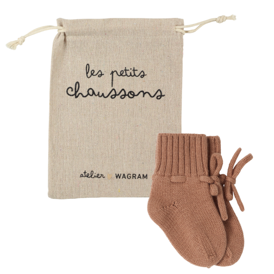 chaussons en laine mérinos bébé naissance rouille terracotta