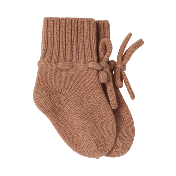 chaussons en laine mérinos bébé naissance rouille terracotta