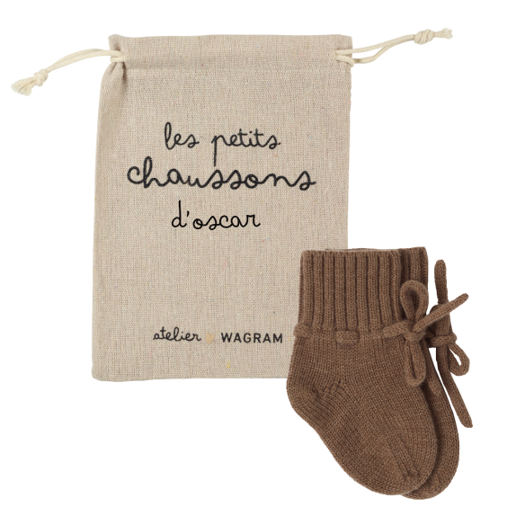 chaussons en laine mérinos bébé naissance rouille terracotta