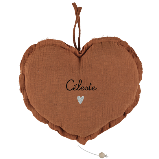 mobile musical coeur - veilleuse enfant gaze de coton caramel