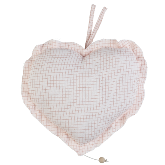 mobile musical coeur - veilleuse enfant gaze de coton carreaux