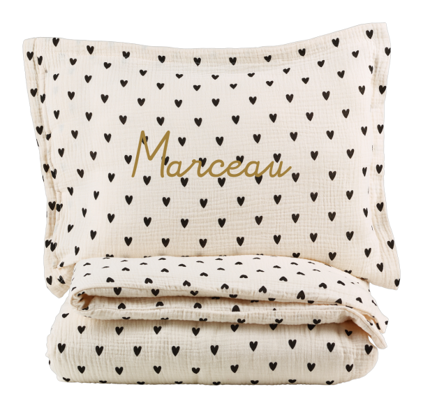 parure de lit gaze coeurs ecru