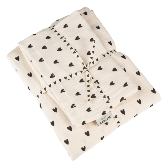 parure de lit gaze coeurs ecru
