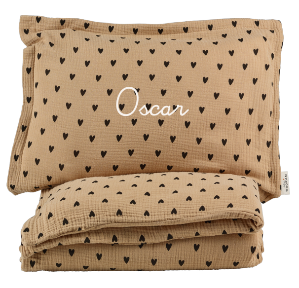 parure de lit gaze coeurs beige