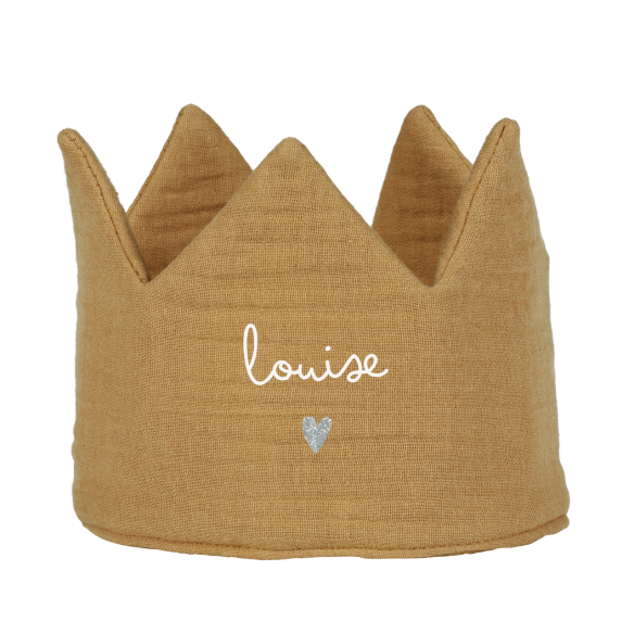 couronne gaze de coton camel à personnaliser - cadeau anniversaire