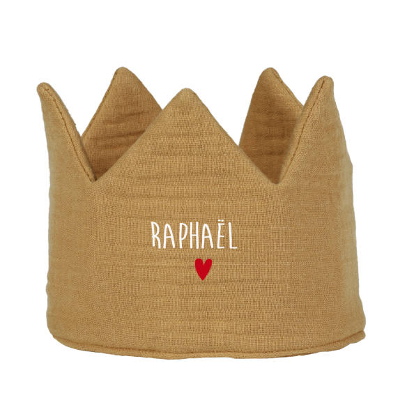 couronne gaze de coton camel à personnaliser - cadeau anniversaire