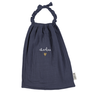 serviette de cantine gaze bleu jean