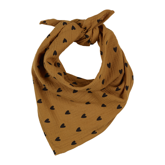 foulard gaze de coton coeur camel