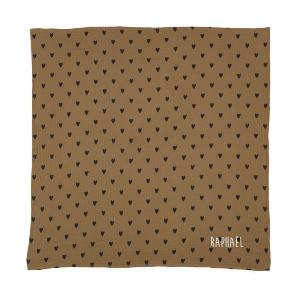 lange bébé coeurs camel gaze de coton