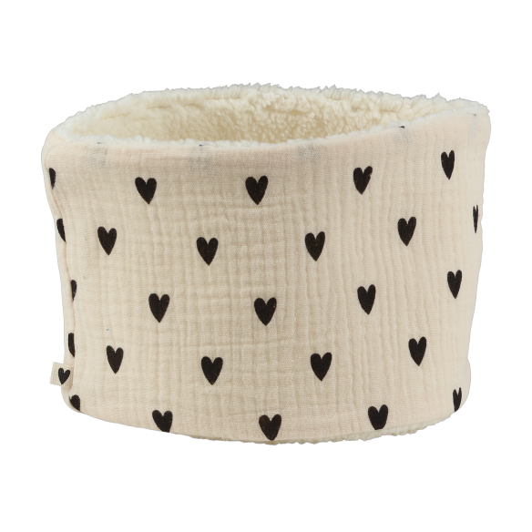 snood bébé enfant gaze coeurs ecru moumoute