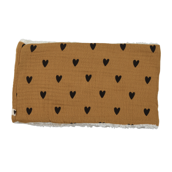snood bébé enfant gaze coeurs camel moumoute