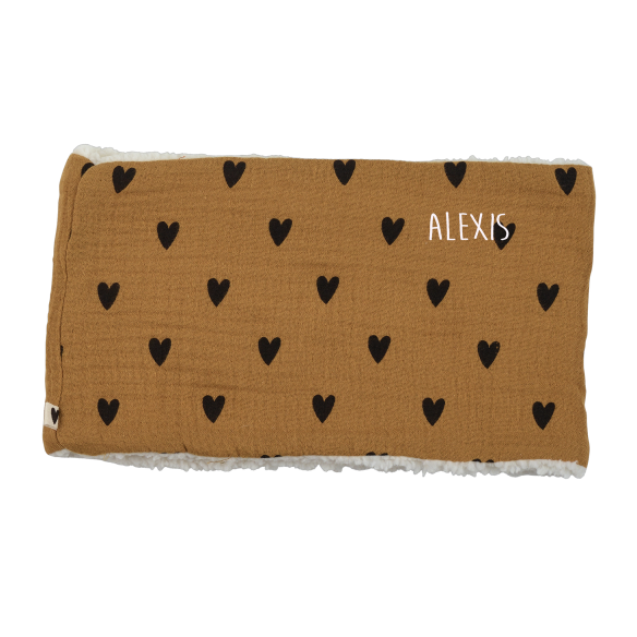 snood bébé enfant gaze coeurs camel moumoute
