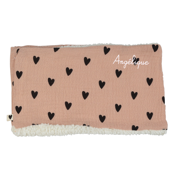 snood bébé enfant gaze coeurs rose moumoute snood bébé enfant gaze coeurs rose moumoute