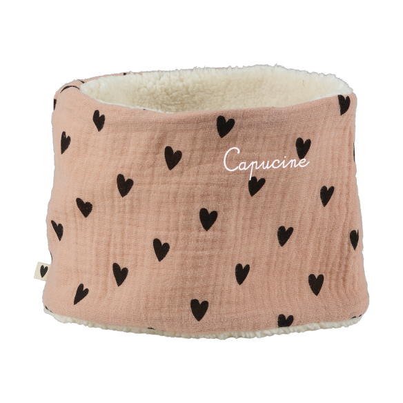 snood bébé enfant gaze coeurs rose moumoute snood bébé enfant gaze coeurs rose moumoute